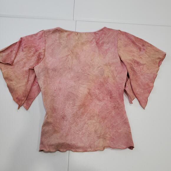 Vintage Y2K Fairy Grunge Wet Seal Shirt Womens Medium Pink Tie Dye Flutter Boho - Picture 2 of 8
